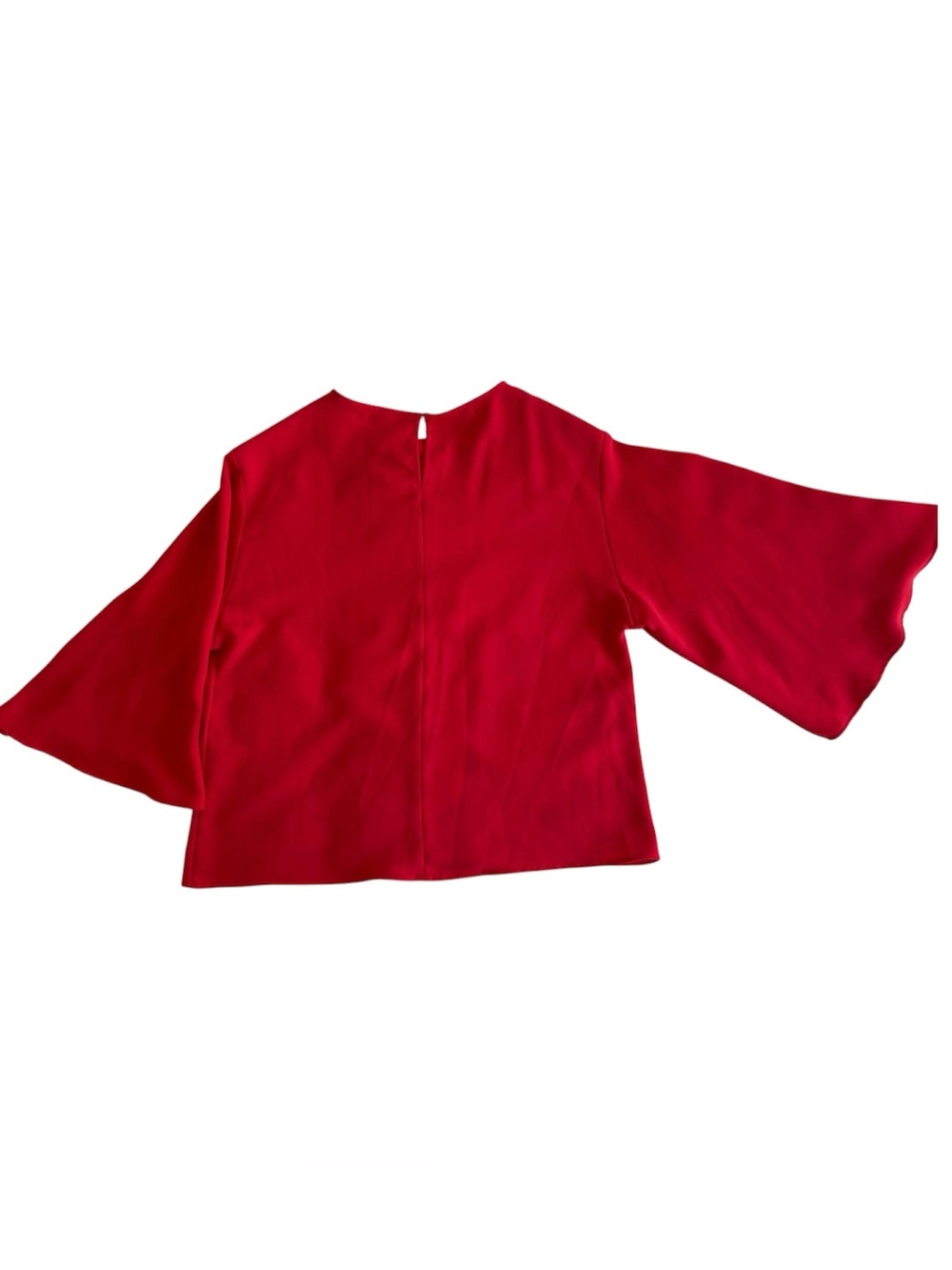 NWT Zara Basic Red 3/4 Bell
Sleeve Blouse with Faux Pearl
Shoulder Details.